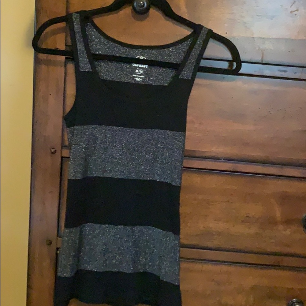 Old Navy black and silver stripe tank top size M.